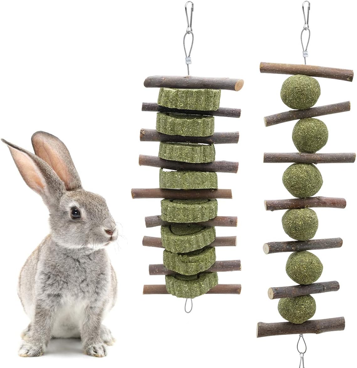MIMORE Rabbit Chew Toys, Rabbit Teeth Grinding Toy for Improve Dental Health, Bunny Chew Toys with Natural Organic Apple Wood and Grass…