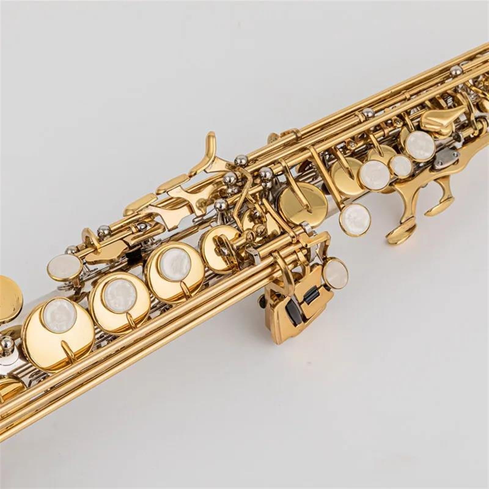 Saxofón Saxofón Soprano Llave Dorada Plateada Con Estuche Saxofón Soprano Boquilla Cañas Cuello (Color : Leather bag)