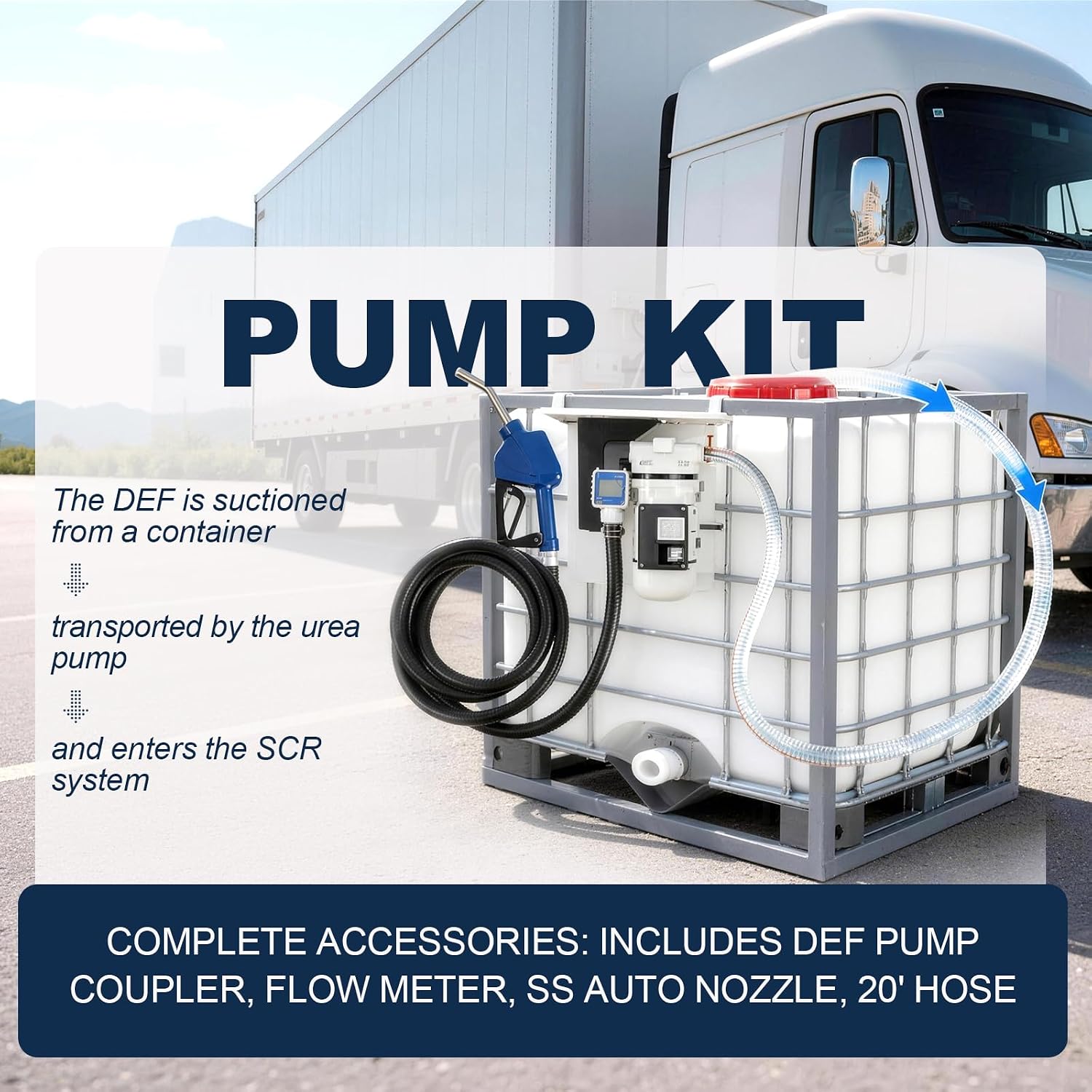 NEW DEF Pump - 110 Volt,Diesel Exhaust Fluid DEF Pump, Pump Kit for DEF, Drums, And Wall Mounts, Includes DEF Pump,Flow Meter,Coupler,SS Auto Nozzle,20' Hose thumbnail