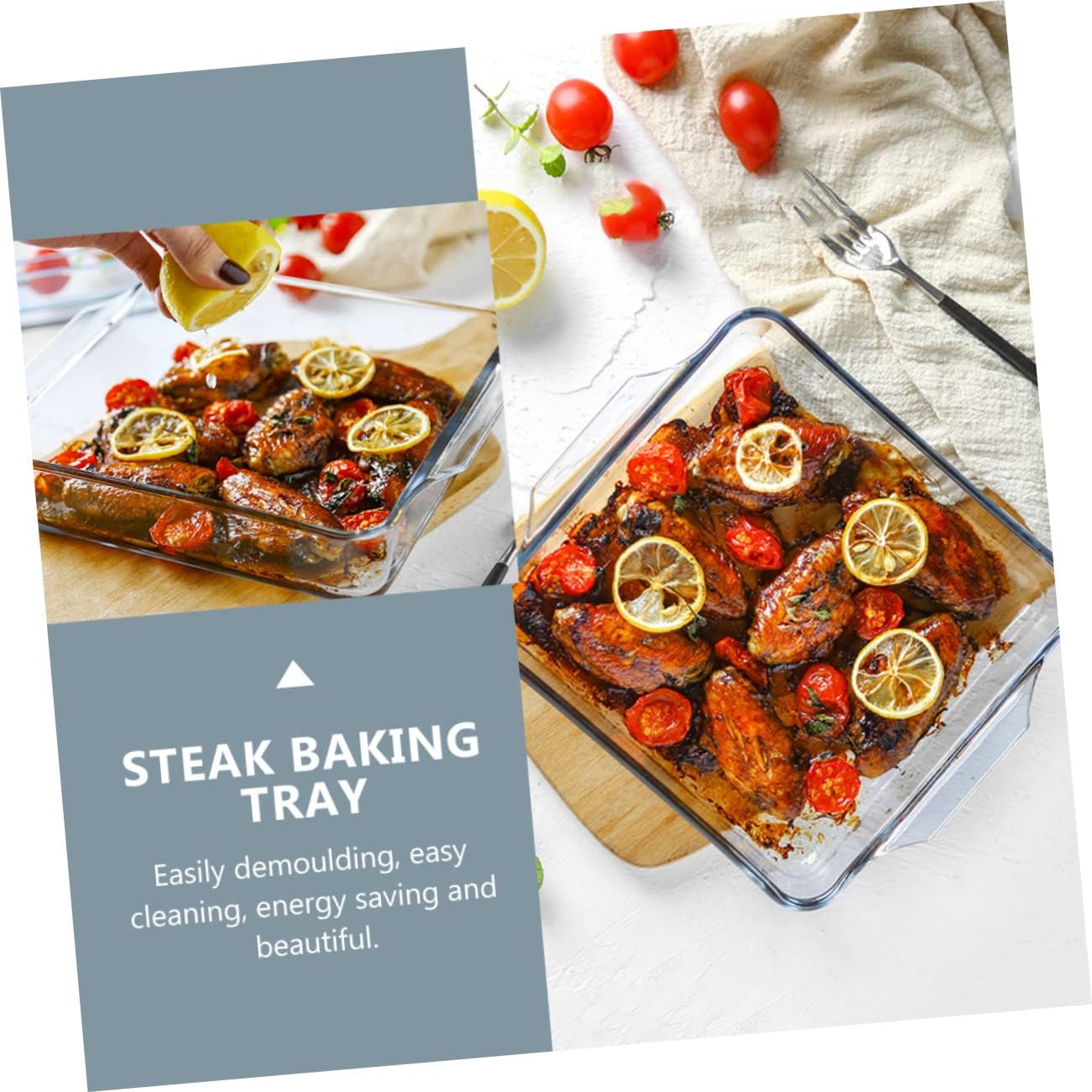 8-Inch Glass Pizza Baking Pan Dual Handles Microwave and Oven Safe Bakeware for Pizza Fish and Steak Reusable Kitchen Tool for Home Cooking