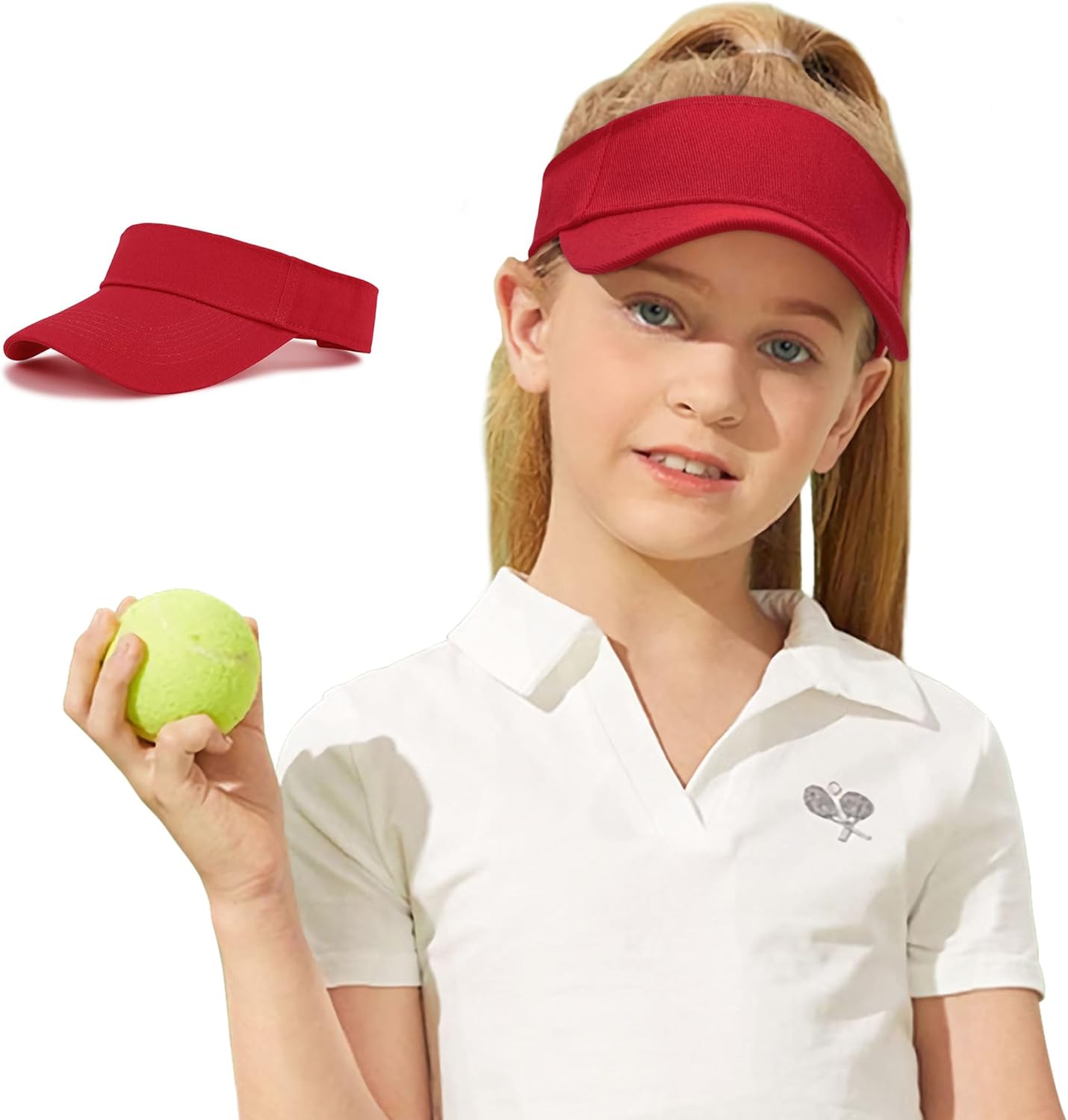 Century Star UPF 50+ Kids Visor Sun Hat Adjustable Girls High Ponytail Tennis Hat Sports Boys Running Golf Visor Cap