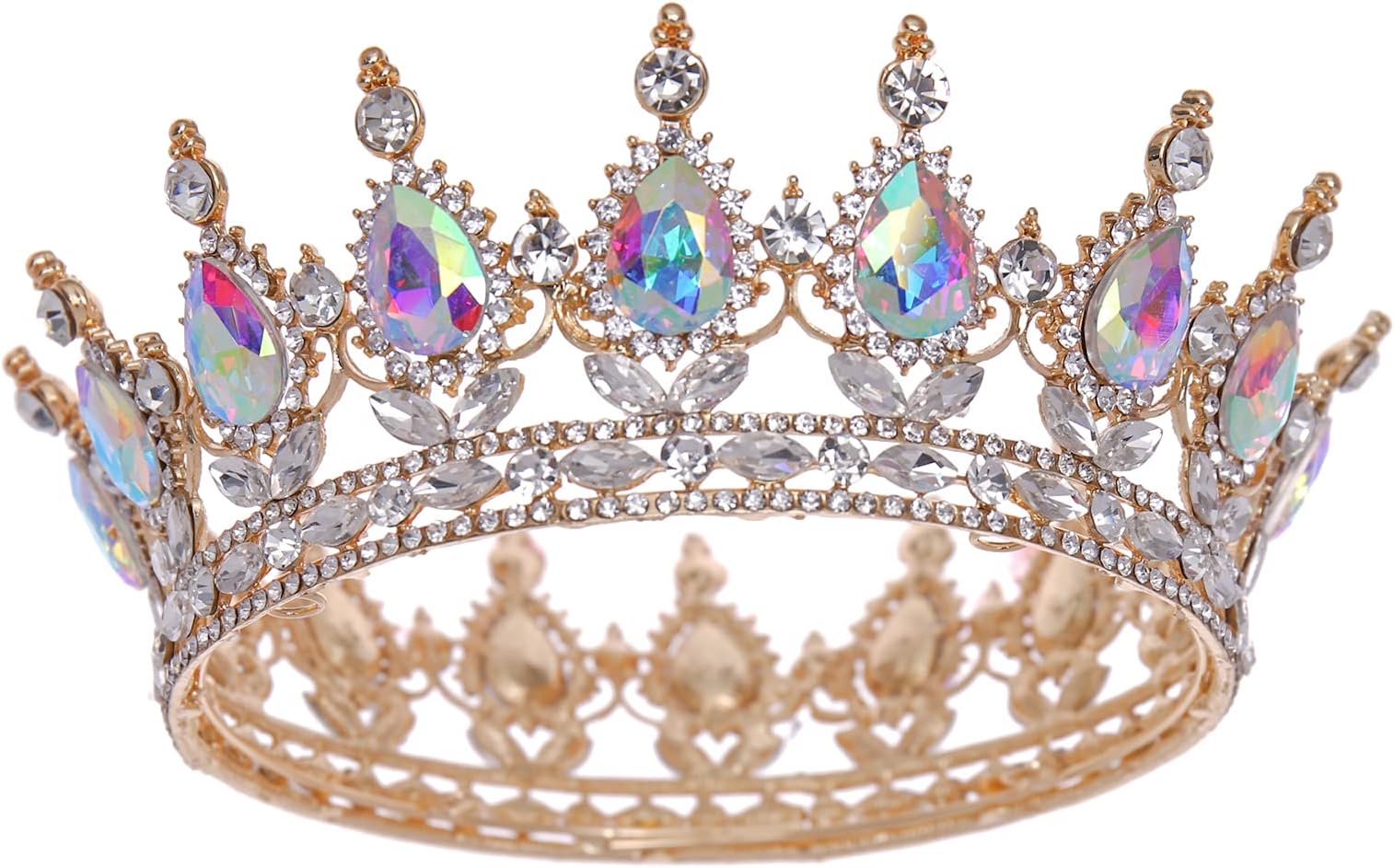 FORSEVEN Queen Crown Rhinestone Wedding Crowns and Tiaras for Women Costume Party Hair Accessories Princess Birthday Crown Crystal Bridal Crown Christmas Decorations Headband