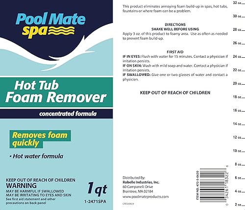 Miniatura 3 de Pool Mate Removedor de espuma para bañera de hidromasaje de 1 cuarto de galón, sin espuma, fabricado en Estados Unidos
