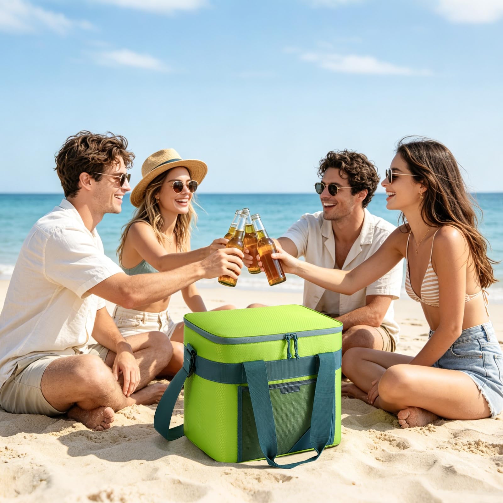 Borsa Termica 30L per Picnic, Campeggio, Spiaggia, Verde | Isolamento termico avanzato, Cinturino imbottito e manici rinforzati