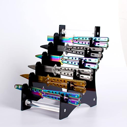 Miniatura 3 de Soporte de daga Soporte para cuchillos de caza Soporte de cuchillo de hoja fija Soporte de exhibición de mesa de acrílico sostiene 6 cuchillos