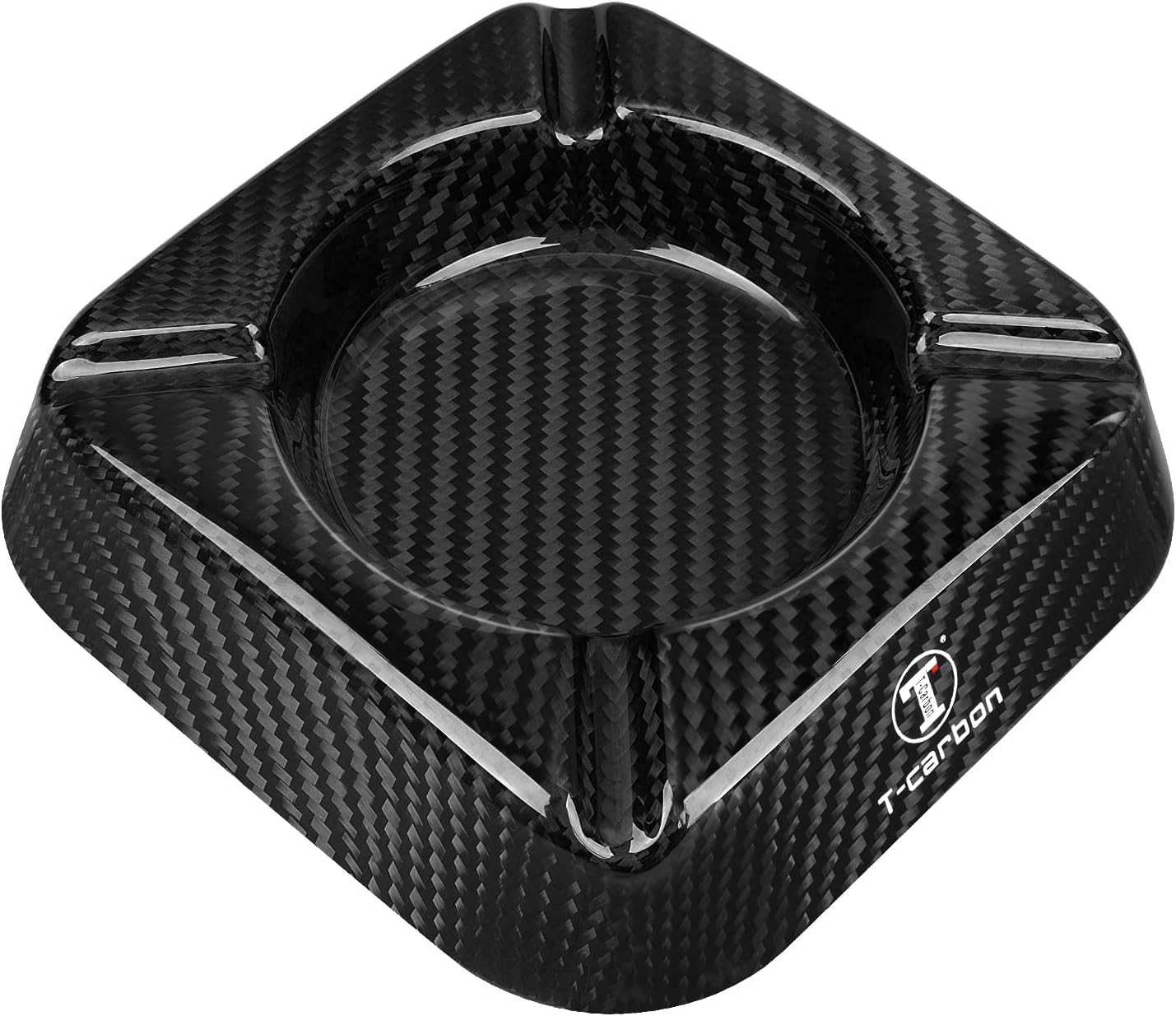 T-carbon Carbon Fiber Ashtray, Small Square Cigar Cigarette Tray for Patio
