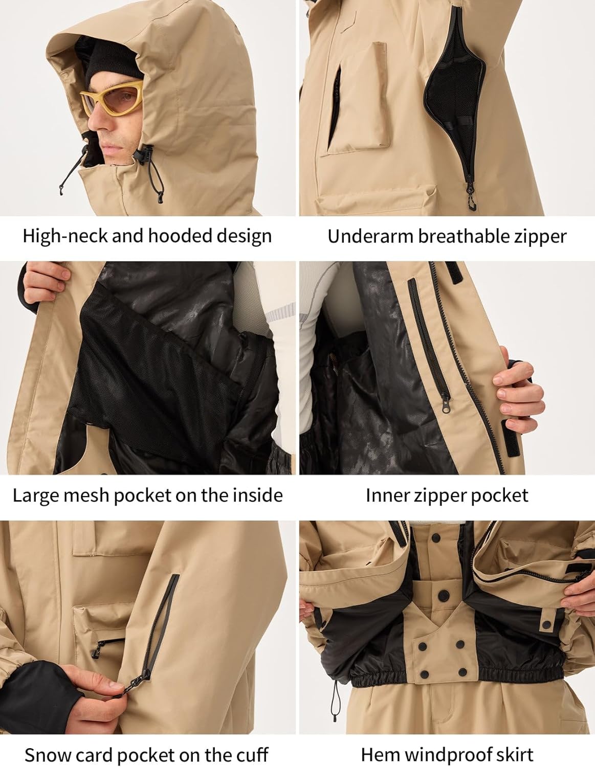 GSOU SNOW Snowboard Jacket Men Ski Jackets Women Snow Jacket Snowboarding Coat Mountain Hooded Waterproof Windproof - Image 5