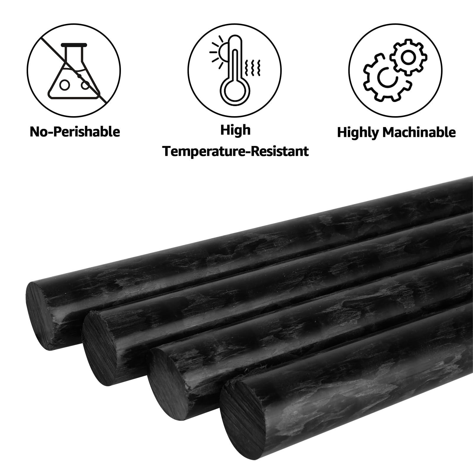 Fiberglass Rod 6-Pack Acetal Copolymer (POM-C) Round Rods – 3/4" Diameter X 10" Length, High-Strength Engineering Plastic 1 Inch Pom Poms