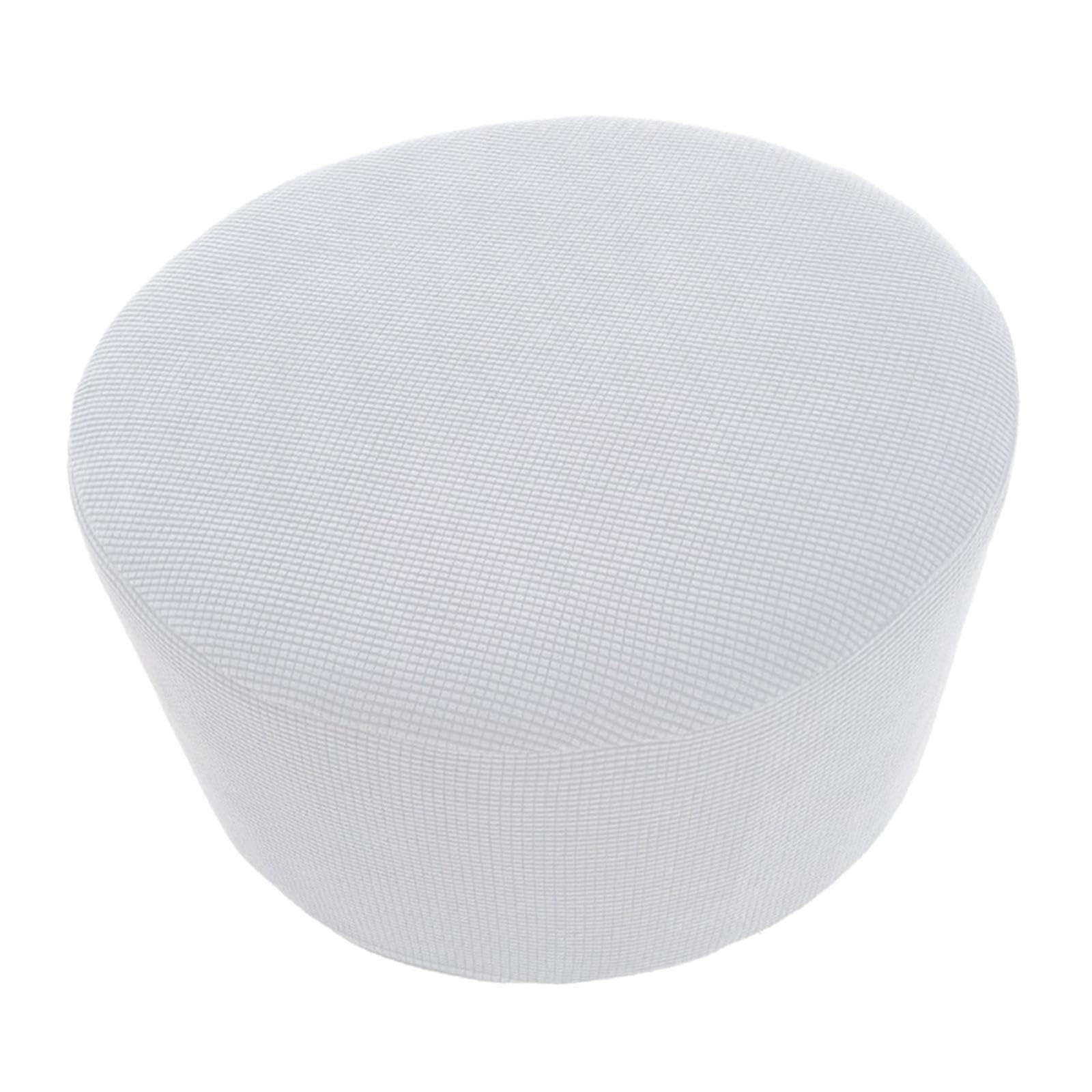 Lixsazse White Stretch Ottoman Covers Slip Cover High Elasticity Slipcover For Round Ottoman Freshen Up Interior Decoration. Round Slipcover Stool Furniture, 48-55Cm