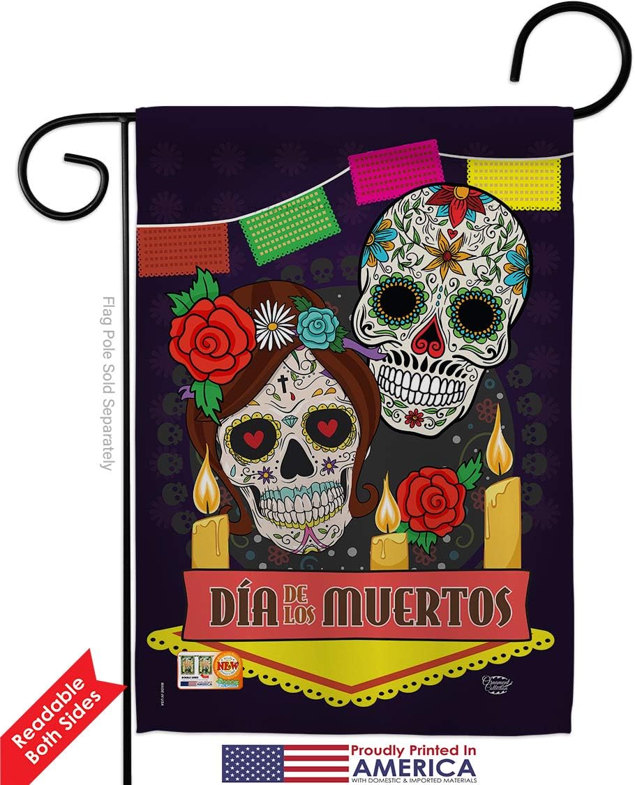 Dia de los Muertos Garden House Flags Set Falltime Day of Dead Fiesta Mexican Party Autumntime Small Decorative Gift Yard Banner Double-Sided Made In USA 28 X 40