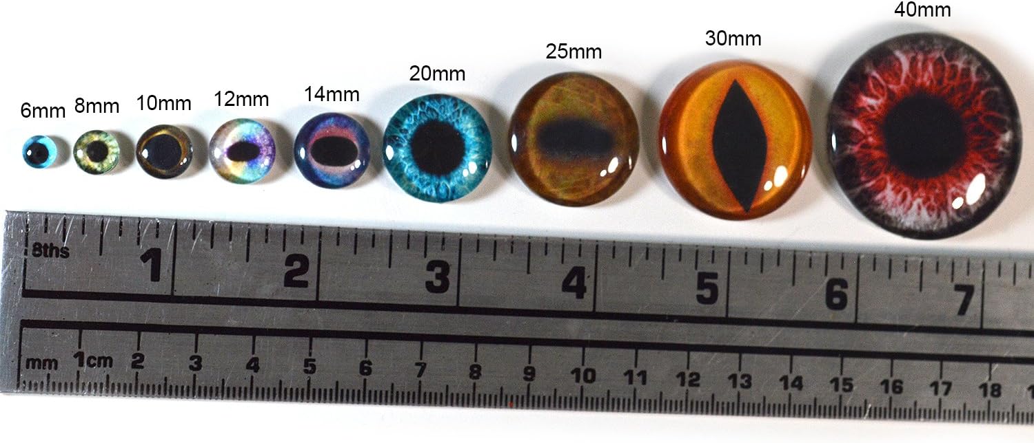 40mm Deep Blue and Brown Human Style Glass Eyes 2 Pair Bundle Large Fantasy Faux Taxidermy Art Jewelry Making Supply Wire Wrap Jewelry Felt Reptile Creature Crafting Sculpture Cabochons