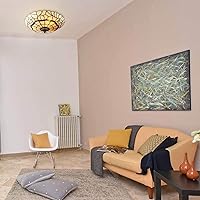 Vista 8 de RUNNUP - Lámpara de techo de cristal Tiffany, estilo retro, para iluminación de techo, instalación fija, atractiva decoración para cocina