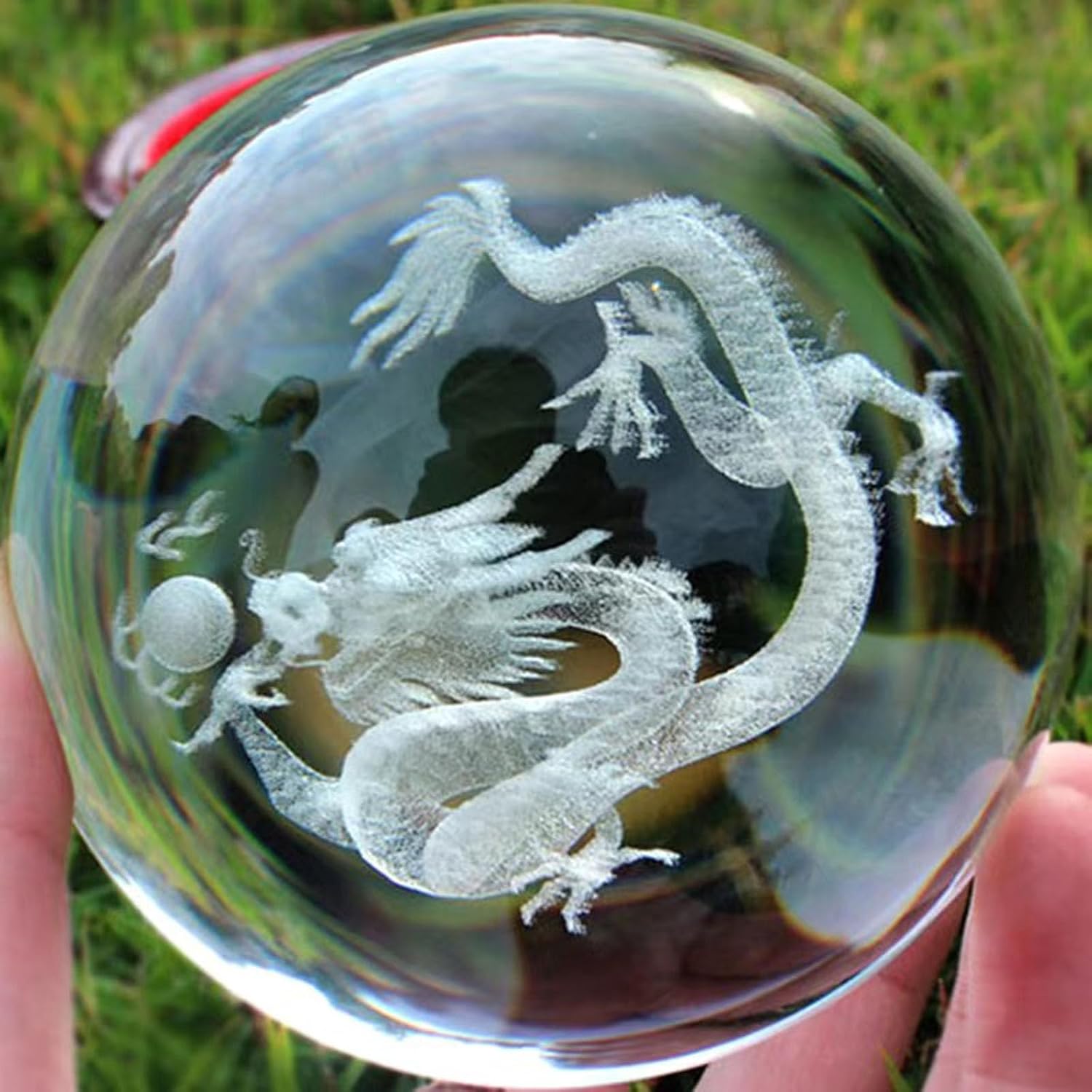 Baoding Balls 2" inch Chinese Healthy Exercise Hand Massage Dragon and Phoenix Crysta Balls for Hand Therapy Stress Relief Hand Exercise Balls