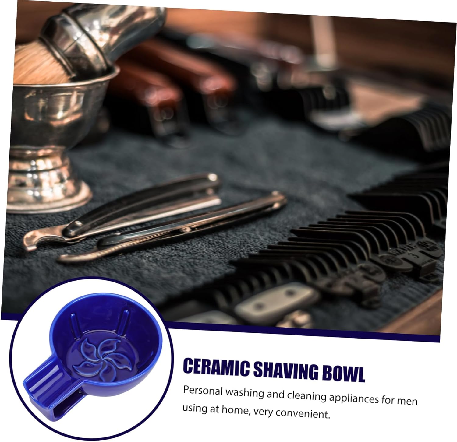 WOONEKY Ceramic Shaving Bubble Bowl for Men Large Durable Soap Foaming Vessel with Smooth Polished Edges Safe for Generation and Use