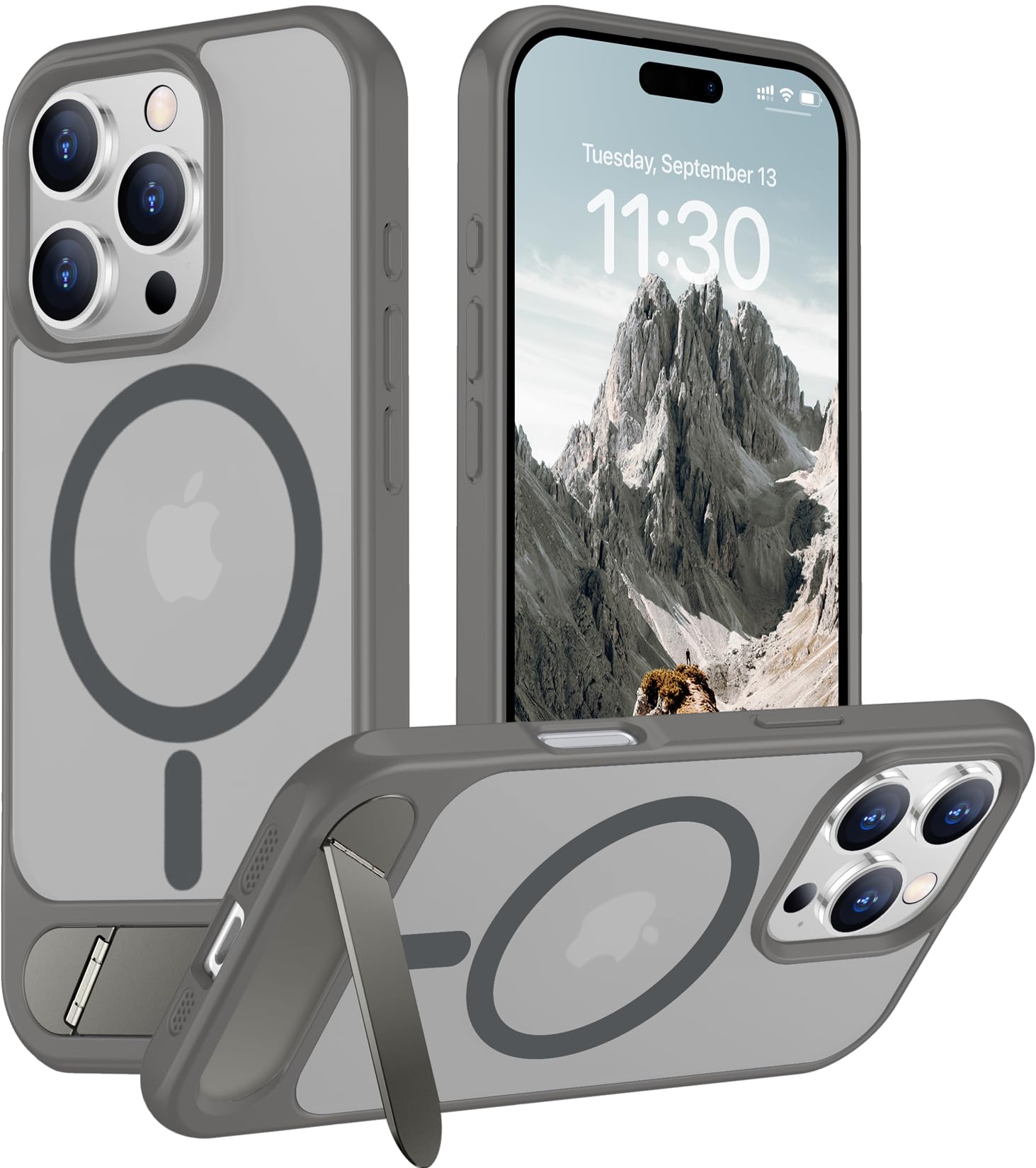 Temdan Magnetic Compatible with iPhone 16 Pro Case, [Built-in Invisible Kickstand][Compatible with MagSafe] [Military Grade Shockproof] Slim Translucent Matte Phone Case for iPhone 16 Pro 6.3"