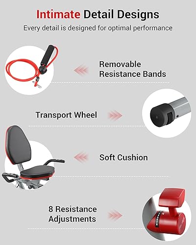 Miniatura 7 de ECHANFIT Recumbent Exercise Bike with Arm Exerciser for Home - Elliptical Recumbent Cross Trainer with Backlit Display, Pulse Sensor, 8-Level