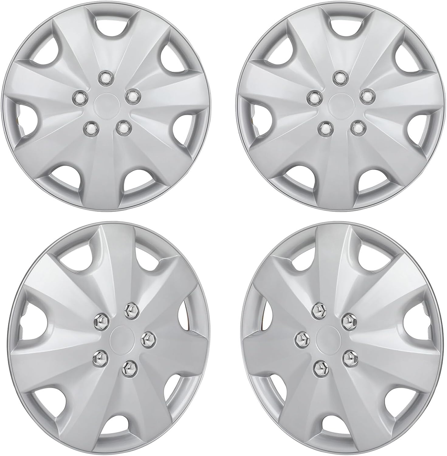 SCITOO 4pcs Set of 16-Inch Plastic Silver Wheel Rim Cover Hubcaps can be Easily Installed on Car Truck SUV,Suitable for a Variety of Models,Beautiful and Rust-Proof.