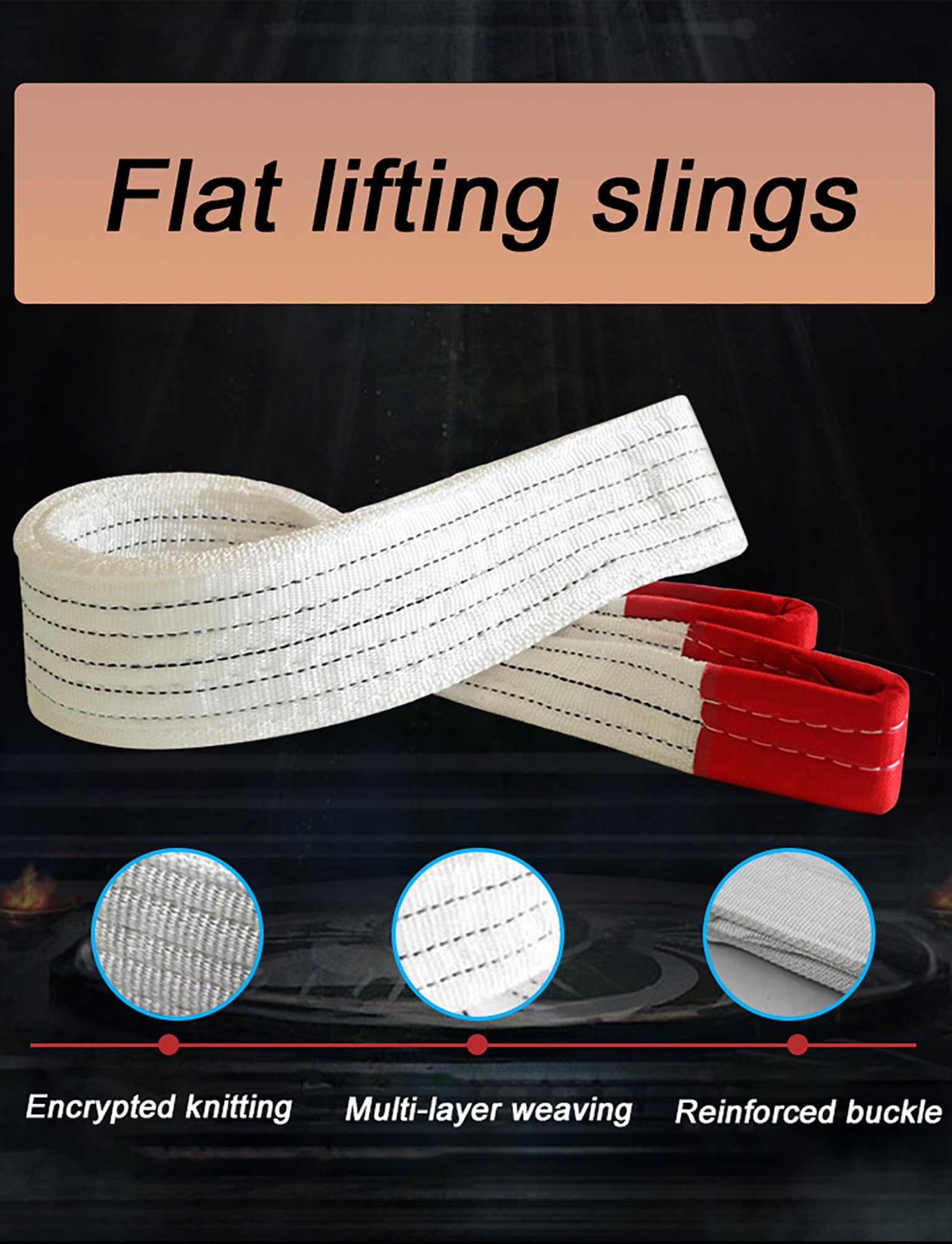 Eslingas Planas de elevación - Nylon Trenzado de 4 Capas, Resistente a la abrasión para elevación Industrial, grúas y remolques - Capacidad de 2/3/5/8/10/15 toneladas,2T-4 Meters