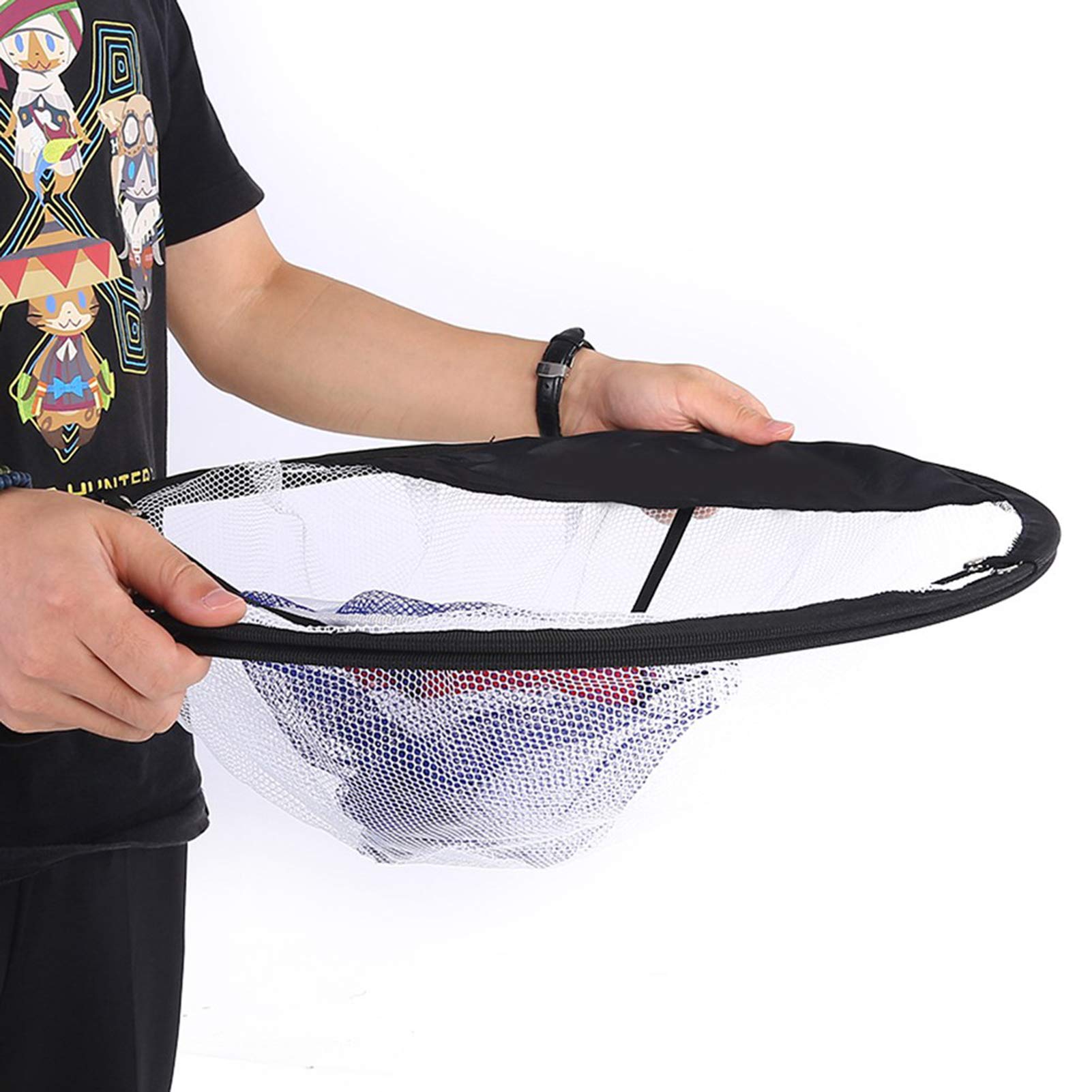 RiToEasysports Malla de Nailon Negro Plegable Golf Chipping Net Balls Collector Bracket Bag Accesorio de Entrenamiento