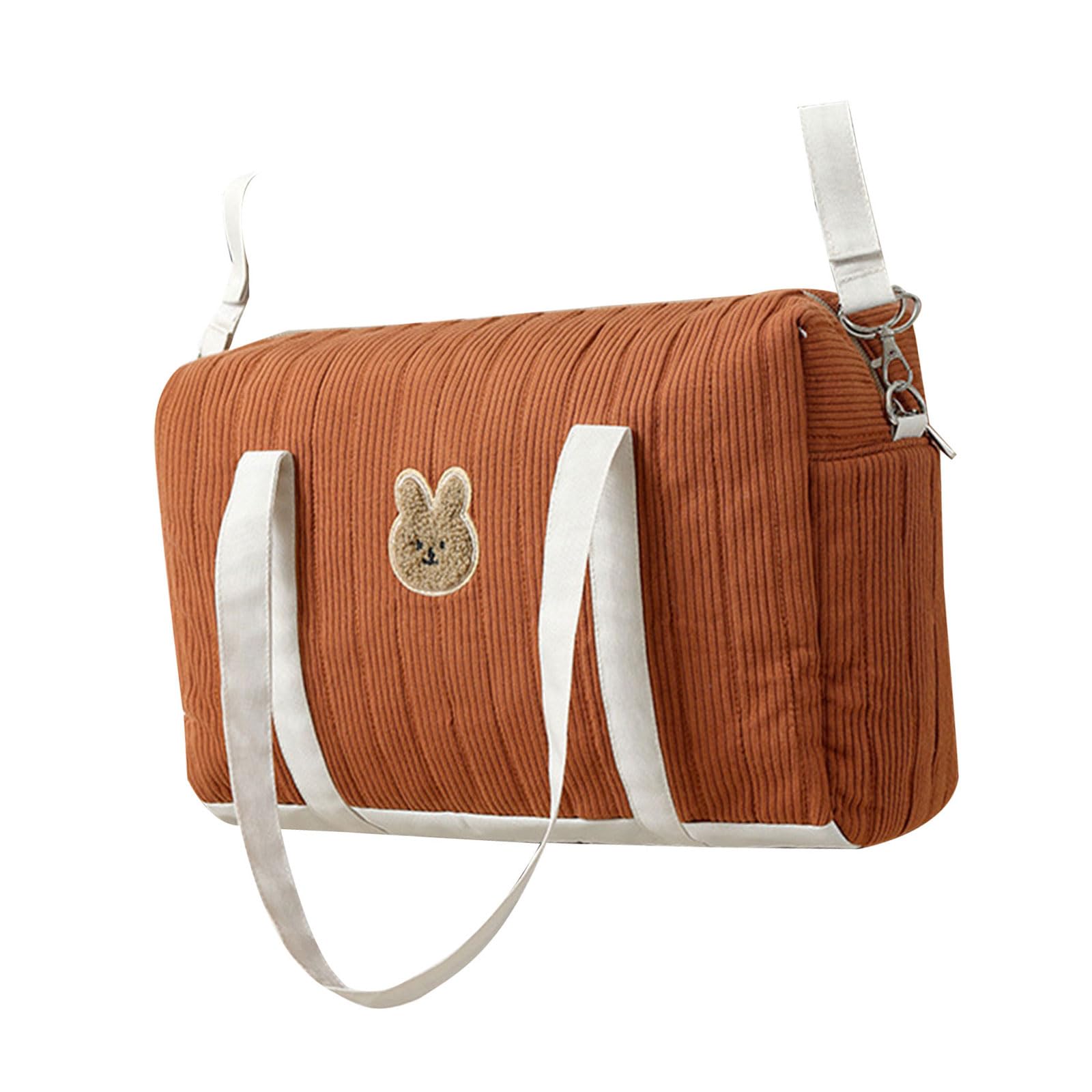 Bolsa de pañales bordada para bebé, bolsa para mamá, elegante organizador de pañales de algodón de gran capacidad para viajes con cochecitos y cinturón