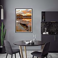 Vista 3 de Yomiie Kits de pintura por números para adultos, barcos, lagos, bricolaje, lienzo, kit de pintura acrílica, fácil de pintar por números