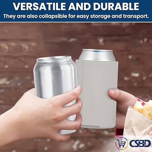 Miniatura 5 de CSBD - Aisladores de latas de color negro para fiestas, cerveza y soda, 12 paquetes, 25 paquetes, 50 paquetes, para, bodas, fiestas, eventos