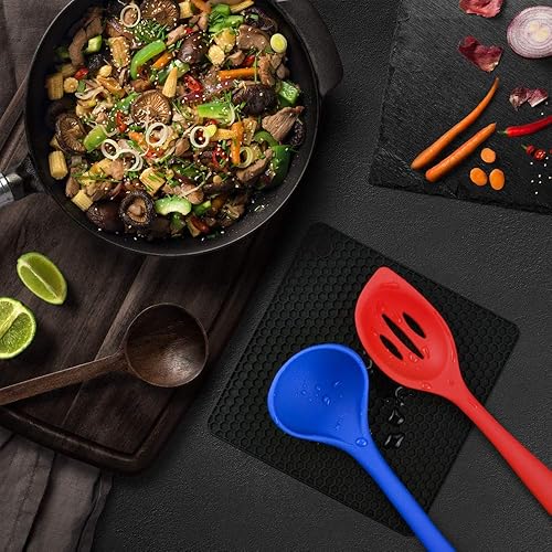 Miniatura 6 de Alfombrillas de silicona para salvamanteles  Almohadillas calientes robustas antideslizantes resistentes al calor (negro)