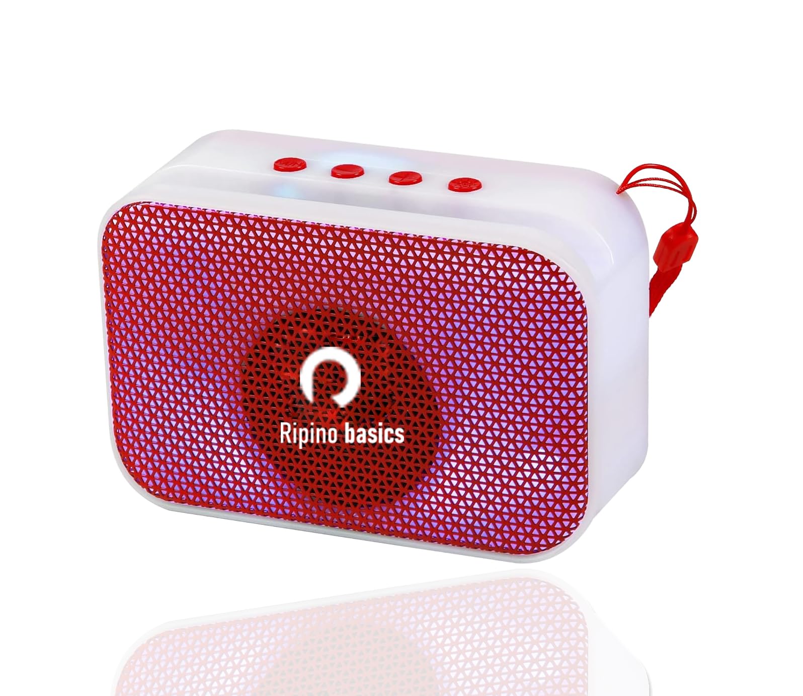 Portable Bluetooth Speaker, Compact Design, Red and White, 4-Button Control-image-27