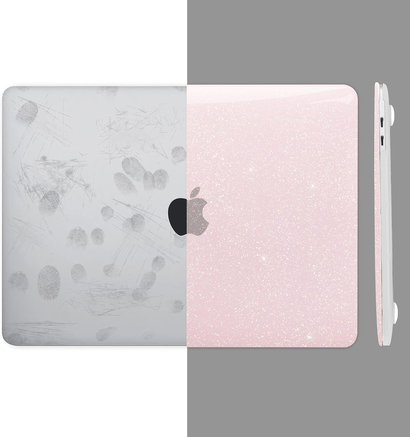 AKIT Compatible with MacBook Air 13 inch Case M1, MacBook Air Case 2021 2020 2019 2018 Model A2337 A2179 A1932 with Touch ID, Glitter Plastic Laptop Hard Shell + 2 Keyboard Covers + Screen Protector