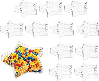 Hammont Acrylic Storage Boxes - Star Shaped Candy Gift Containers - Hair Accessory Organizer - Small Plastic Display Container | 5.9“x5.6“x1.69“ (12 Pack)