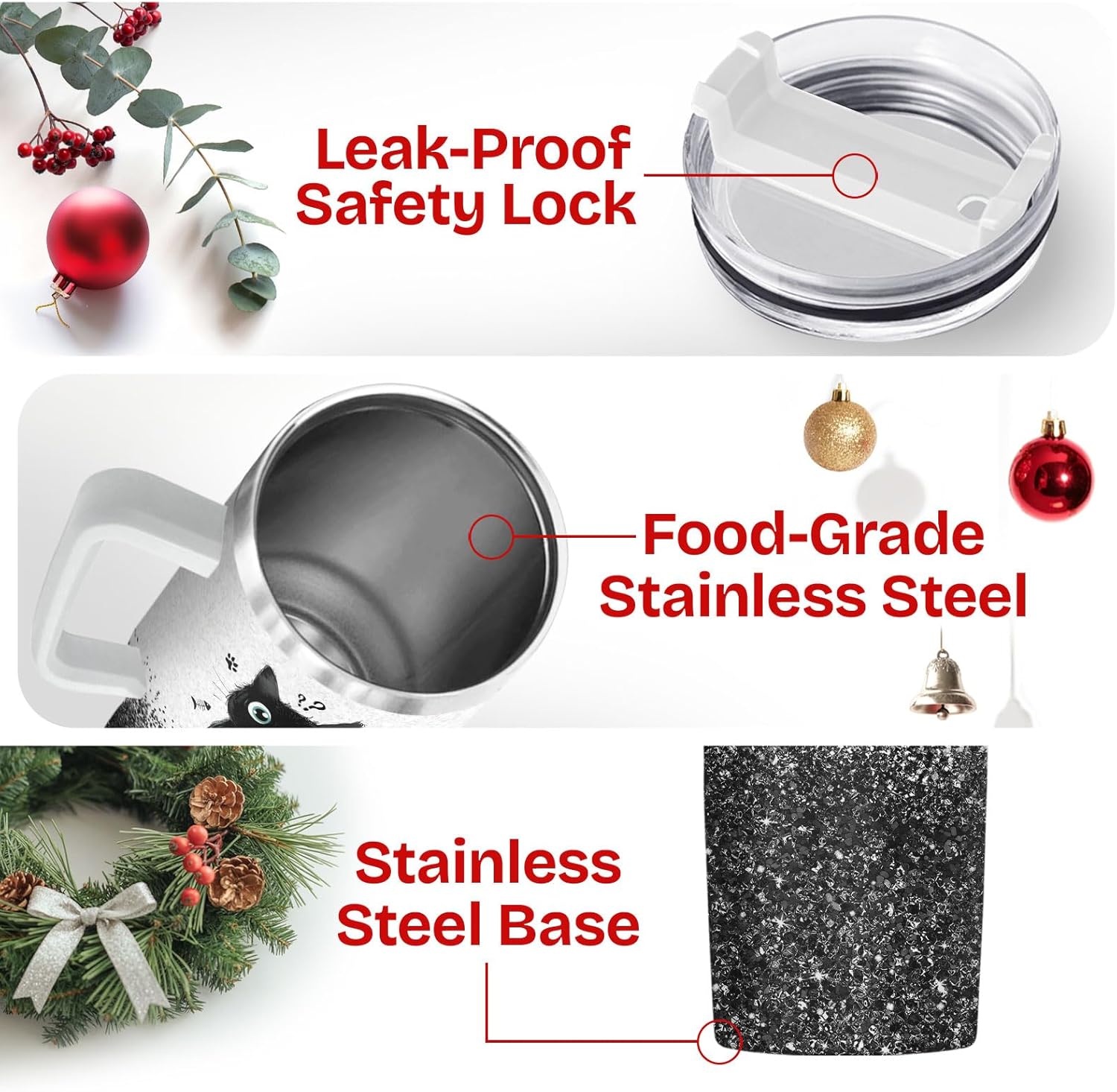 34HD Funny Black Cat Tumbler 40oz with Handle and Straw, Cute I Came I Saw Cup Furry Friend Travel Coffee Mug - Birthday Gifts for Feline Cat Lovers & Him Her - Image 4