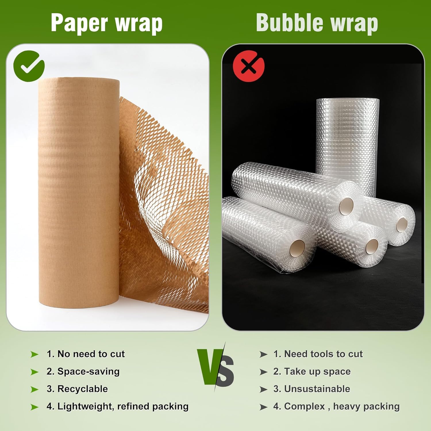Luftpolsterfolie, 38,1 x 50,8 m, zum Umziehen, Schutzrolle, recycelbar und biologisch abbaubar, Polsterung, Verpackungsmaterial, umweltfreundliche Verpackung