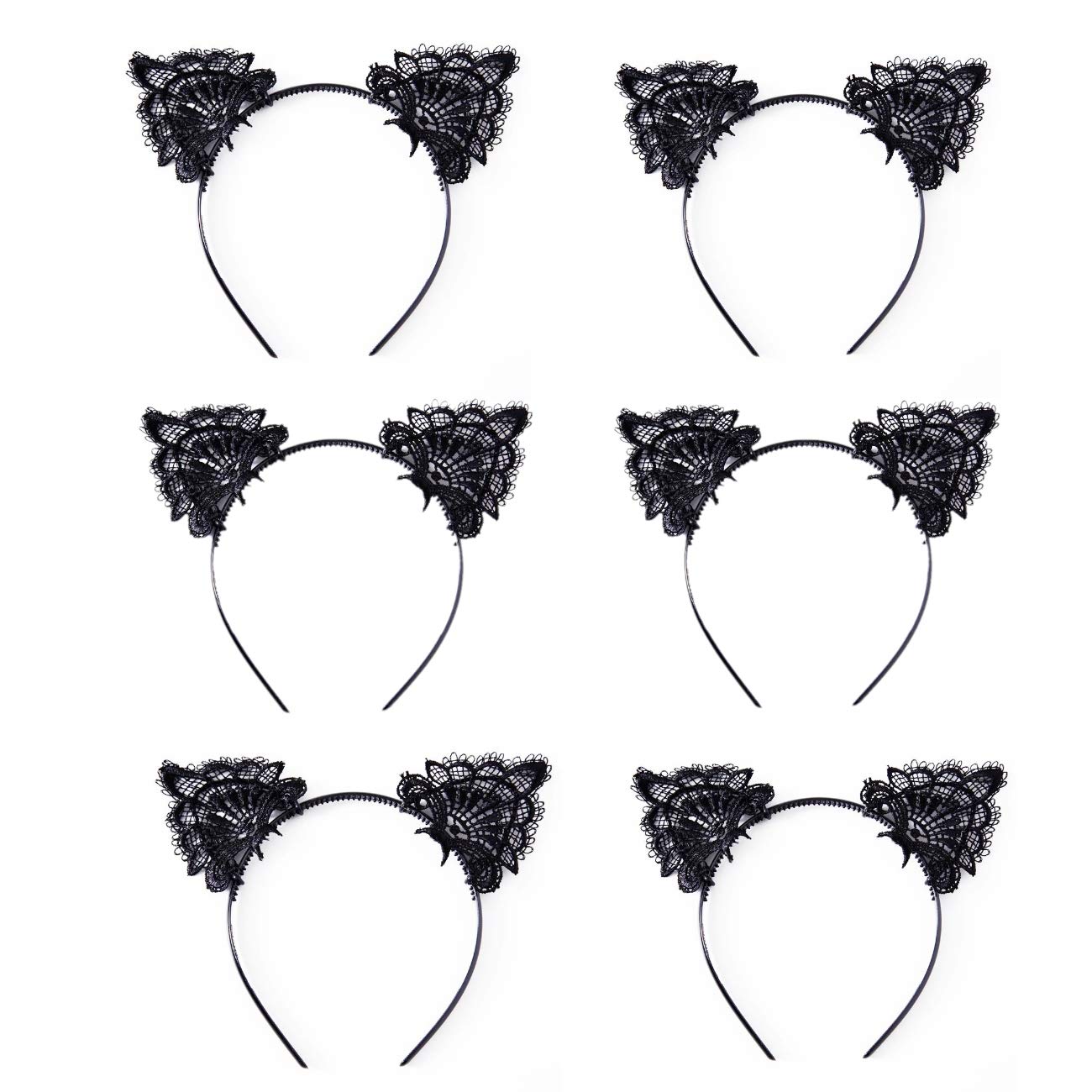 JZK 6 x Noir Oreilles de Chat Serre Tete Chat Bandeau de Fête pour Noël Halloween Accessoires de Costume et Décoration Quotidien