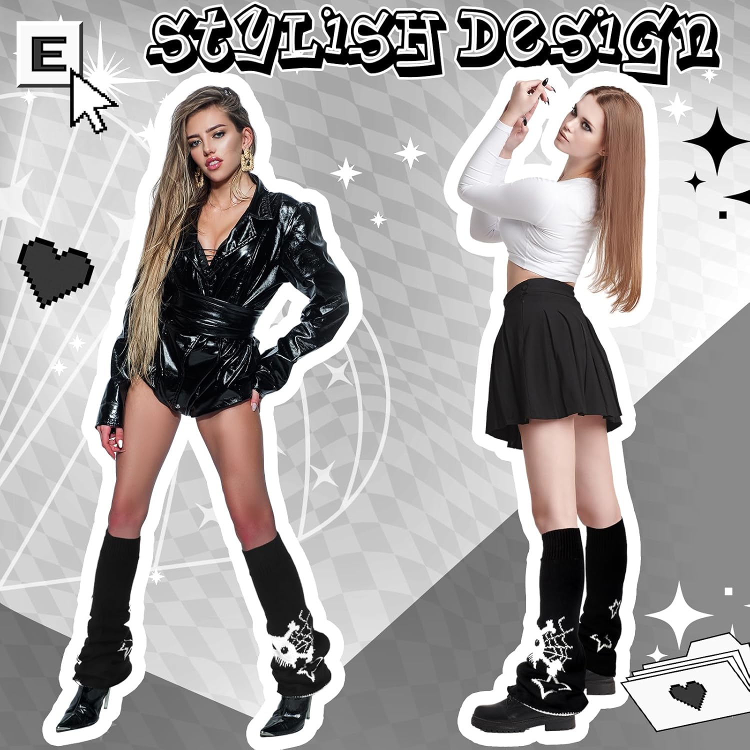 Geyoga Y2k Accessories Harajuku Winter Leg Warmers Girls Gyaru Japan Kawaii Leg Warmers Goth Lolita Knit Boot Socks - Image 3