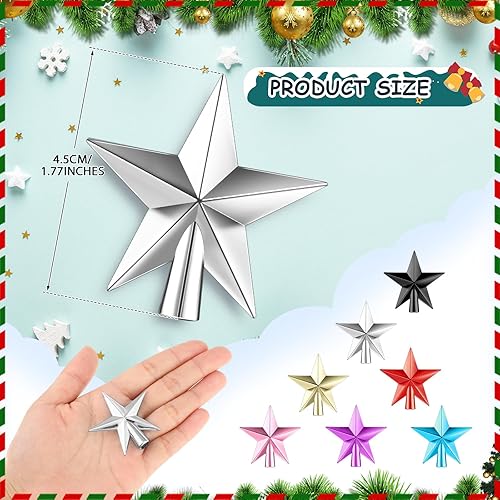 Miniatura 188 de Hanaive Decoración para árbol de Navidad, mini estrella pequeña para árbol de Navidad, adornos de estrella decorativa para el hogar, fiesta de Plata
