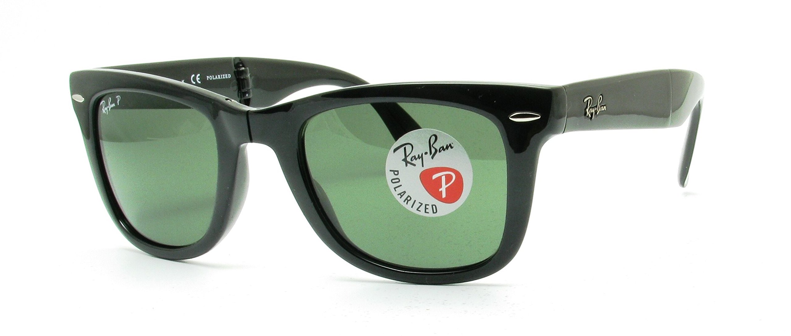 Ray-Ban RB4105 Folding Wayfarer Square Sunglasses, Matte Black/G