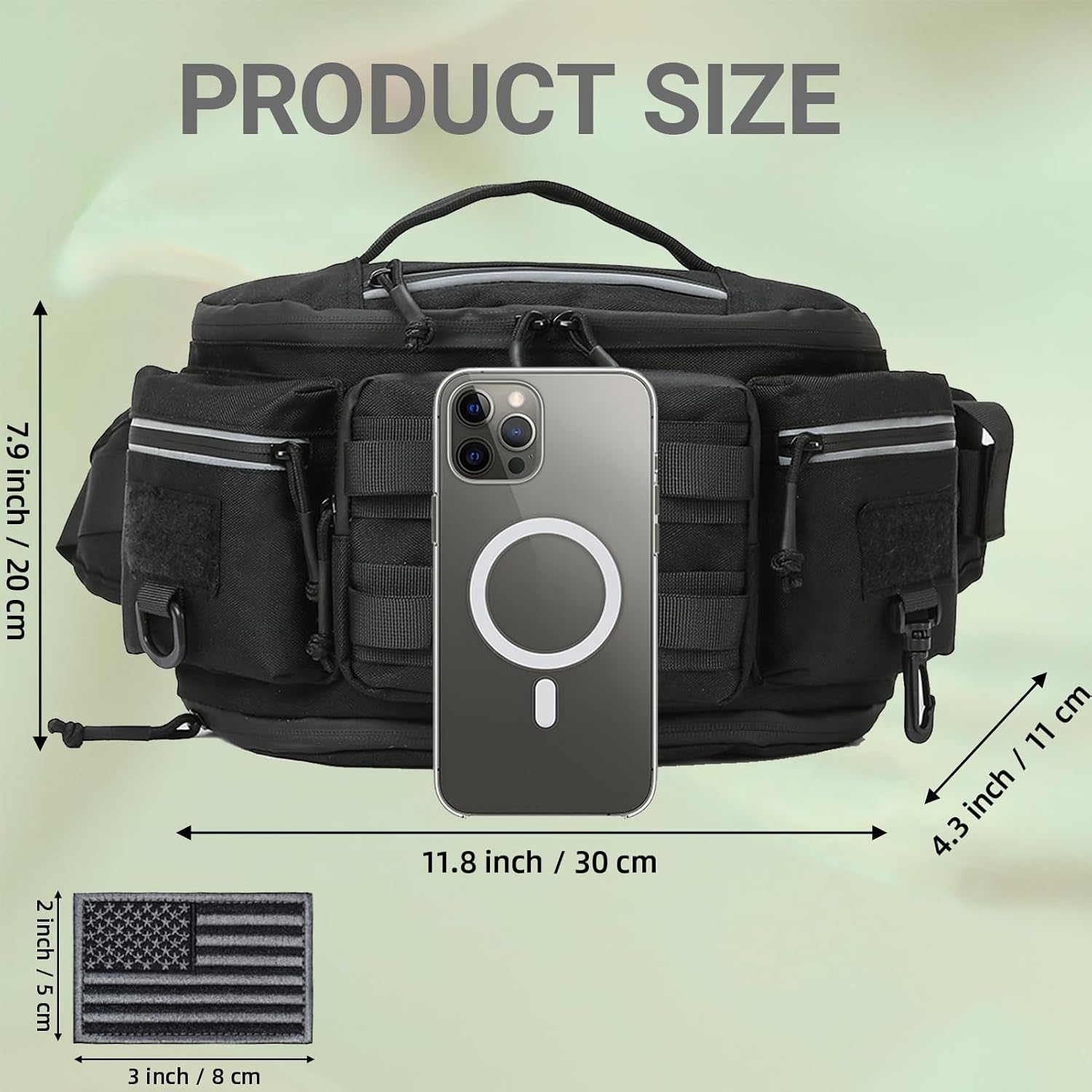Tactical Fanny Pack ，Utility Bags Military Waist Bag Pack Hip Belt Bumbag for Men Women Fishing Hiking Hunting with Patch (Black)