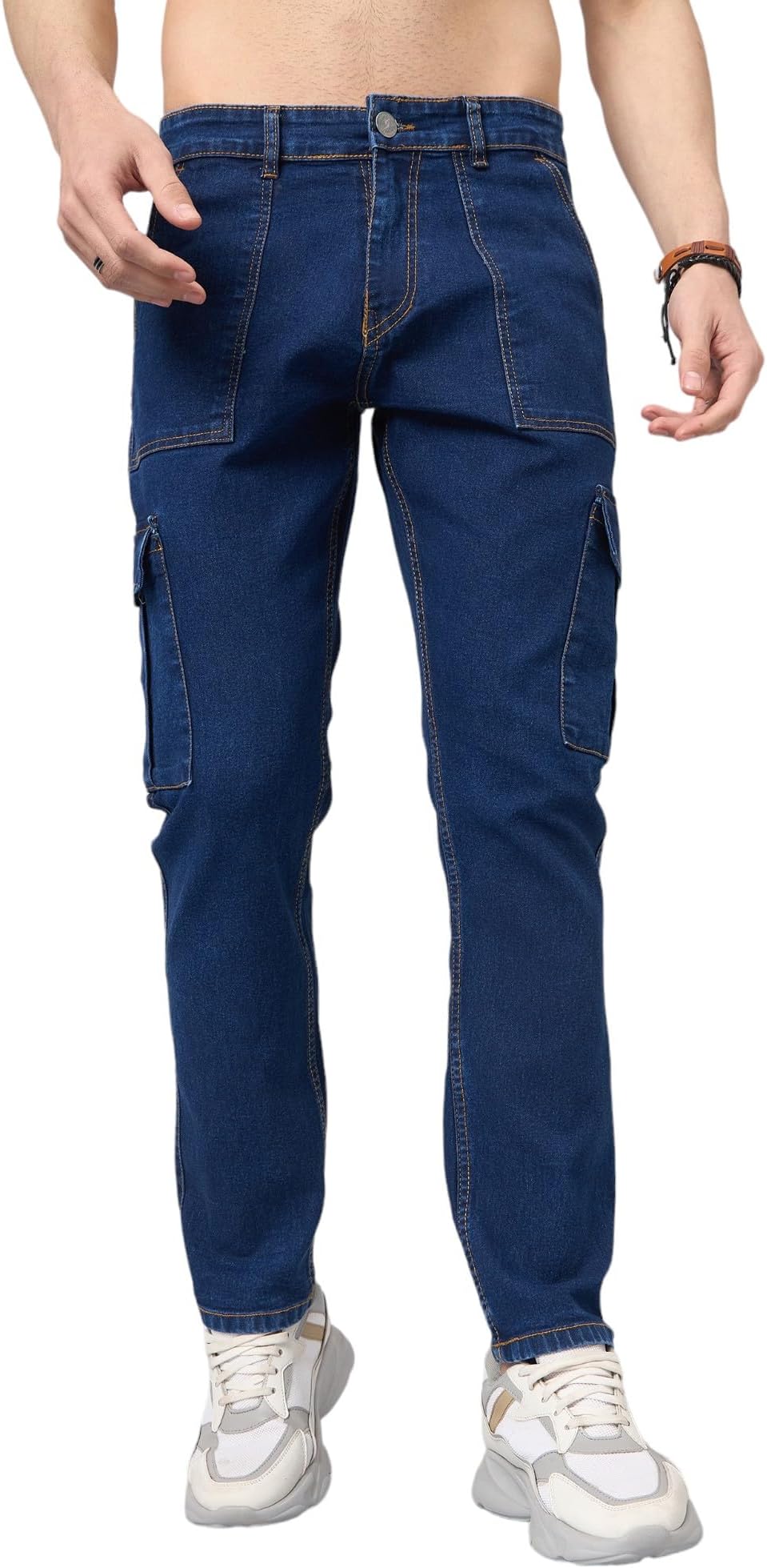 STUDIO NEXX Men's Stretchable Baggy Fit Cargo Denim