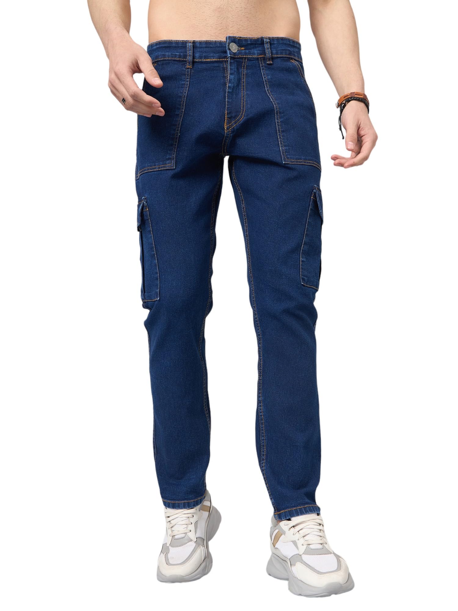 STUDIO NEXX Men's Stretchable Baggy Fit Cargo Denim