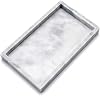 Noble Natural Marble Tray for DesktopKitchenVanityBathroom, Stone Organizer Tray for Coffee Table, Plate Holder for Tissues, Candles, Soap, Towel, Plant Cloud Gray, Large 12 x 8 x 1.25