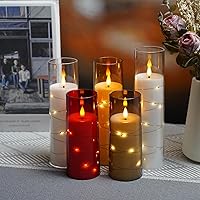 Vista 6 de Flameless Candles Battery Operated,5 Pcs Acrylic Flickering LED Candles with Remote,with Embedded Star String Flameless Pillar Candle,Home Decor
