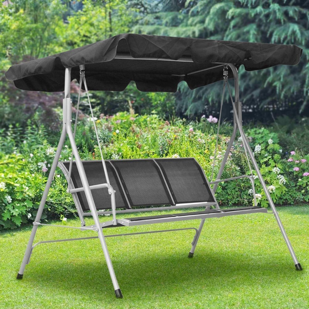 BAKAJI Dondolo da Giardino a 3 Posti Struttura in Metallo Tubolare e Rivestimento in Tessuto Poliestere Dimensione 175x115x155 cm Colore Grigio Cenere