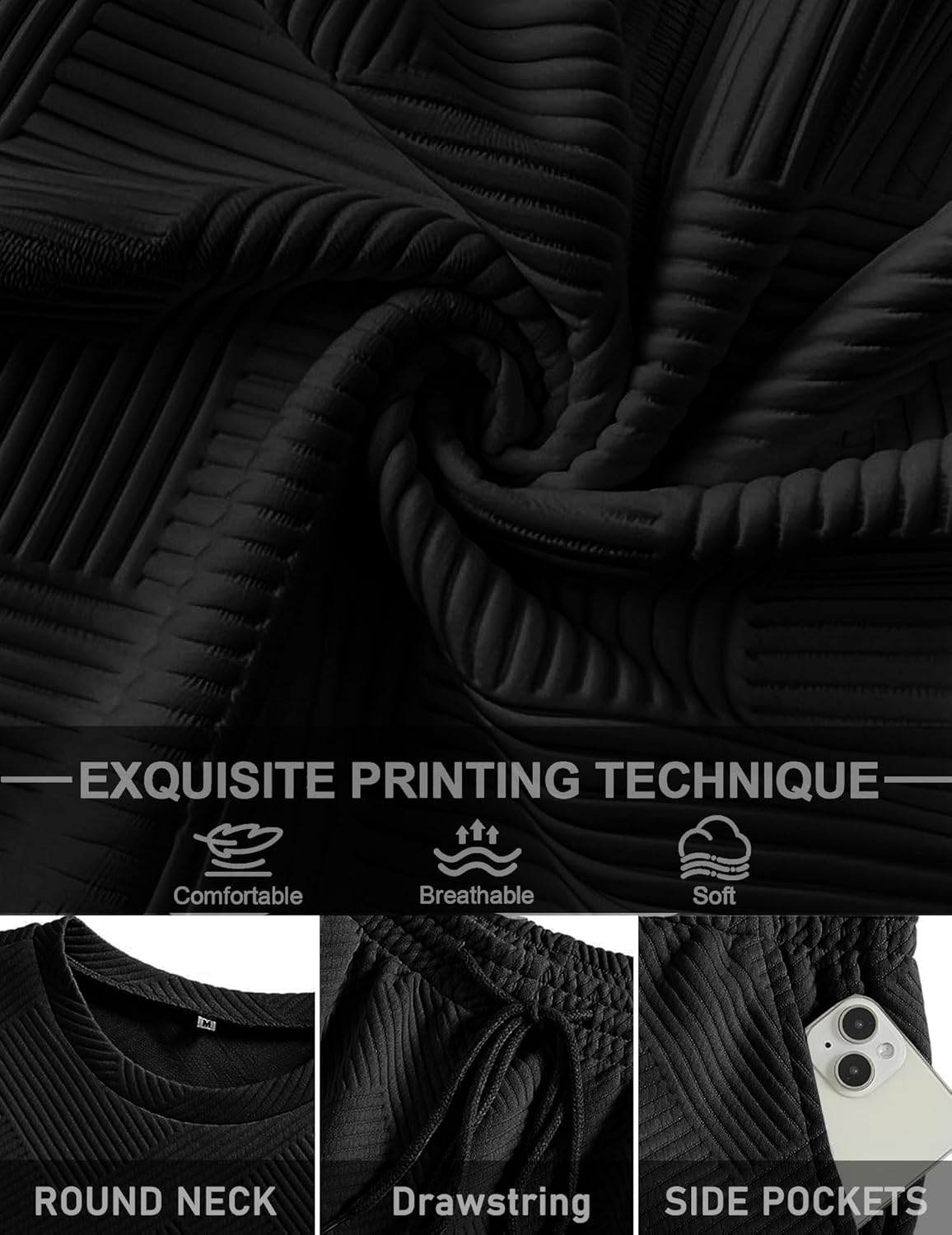 Mens Track Suits 2 Piece Set T Shirts Shorts Sets Fashion Retro Textured Sweatsuit Vacation Cruise Outfits - Image 6