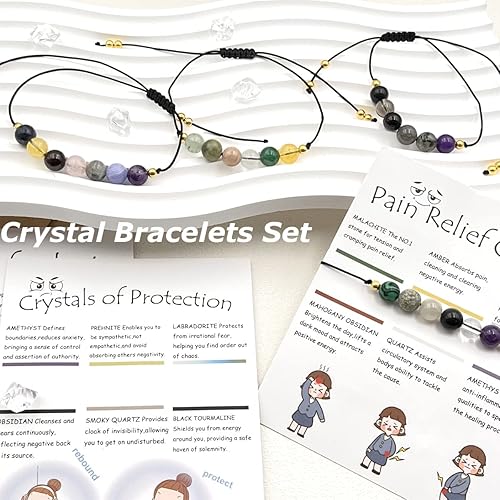Miniatura 4 de Ronglry Pulsera de cristal espiritual para mujeres y hombres, pulseras de cristales de chakra y piedras curativas, pulsera de cuentas de cristal