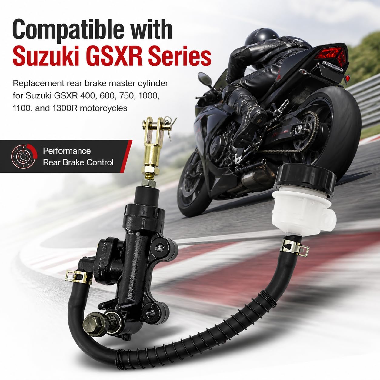 QKPARTS - Pompe maître-Cylindre de Frein arrière pour Suzuki GSXR 600 750 1000 1100 GSX1300R Hayabusa