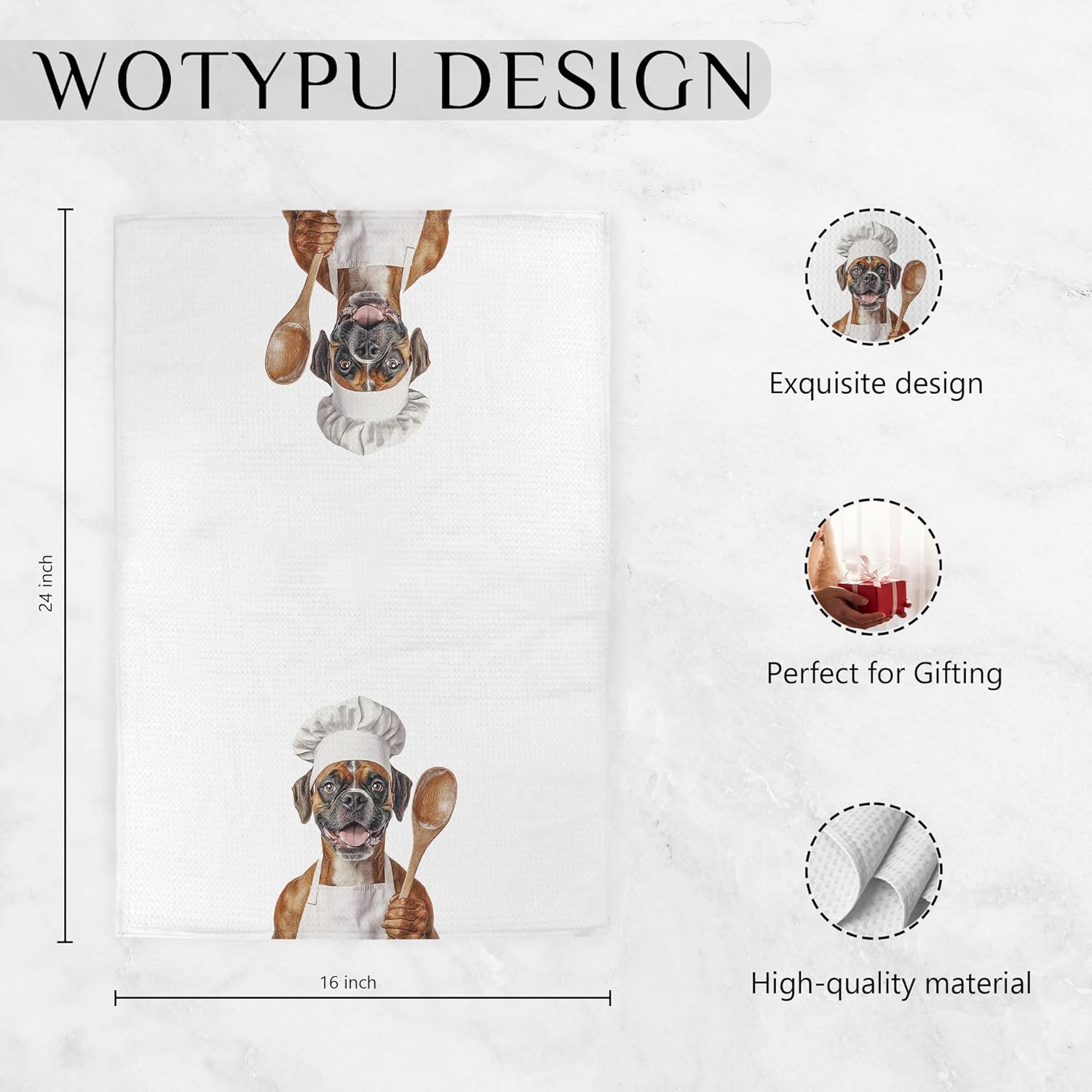 Boxer Gifts Kitchen Towels, Boxer Dog Gifts for Women Men Dish Tea Towel, Dogs Lover Gifts Decorative Hand Towels for Kitchen Bakery Decor, 16x24 Inch - Image 6