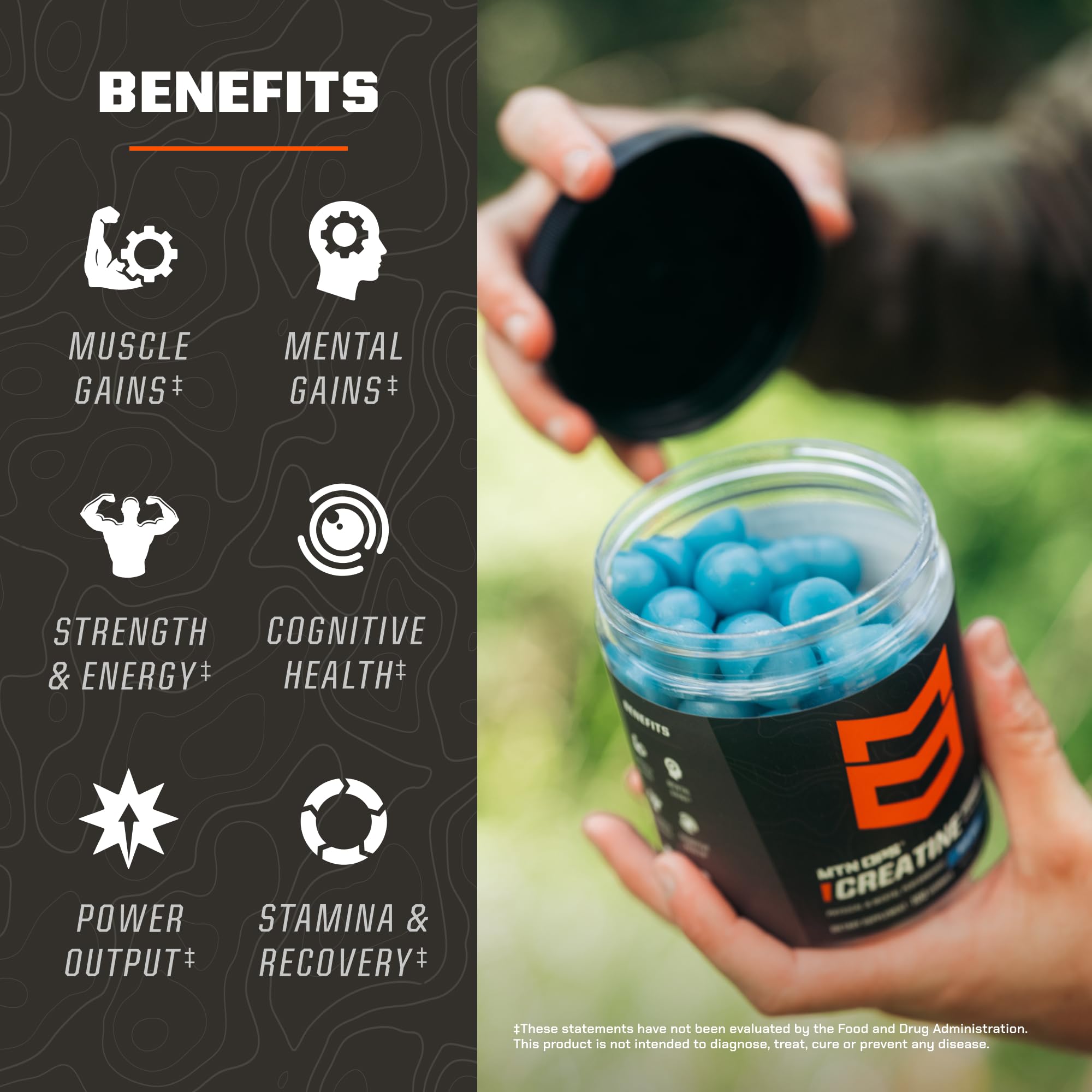 MTN OPS Creatine Gummies, 5g Creatine Monohydrate, Blue Razz, 100 Ct — Amazon image 3