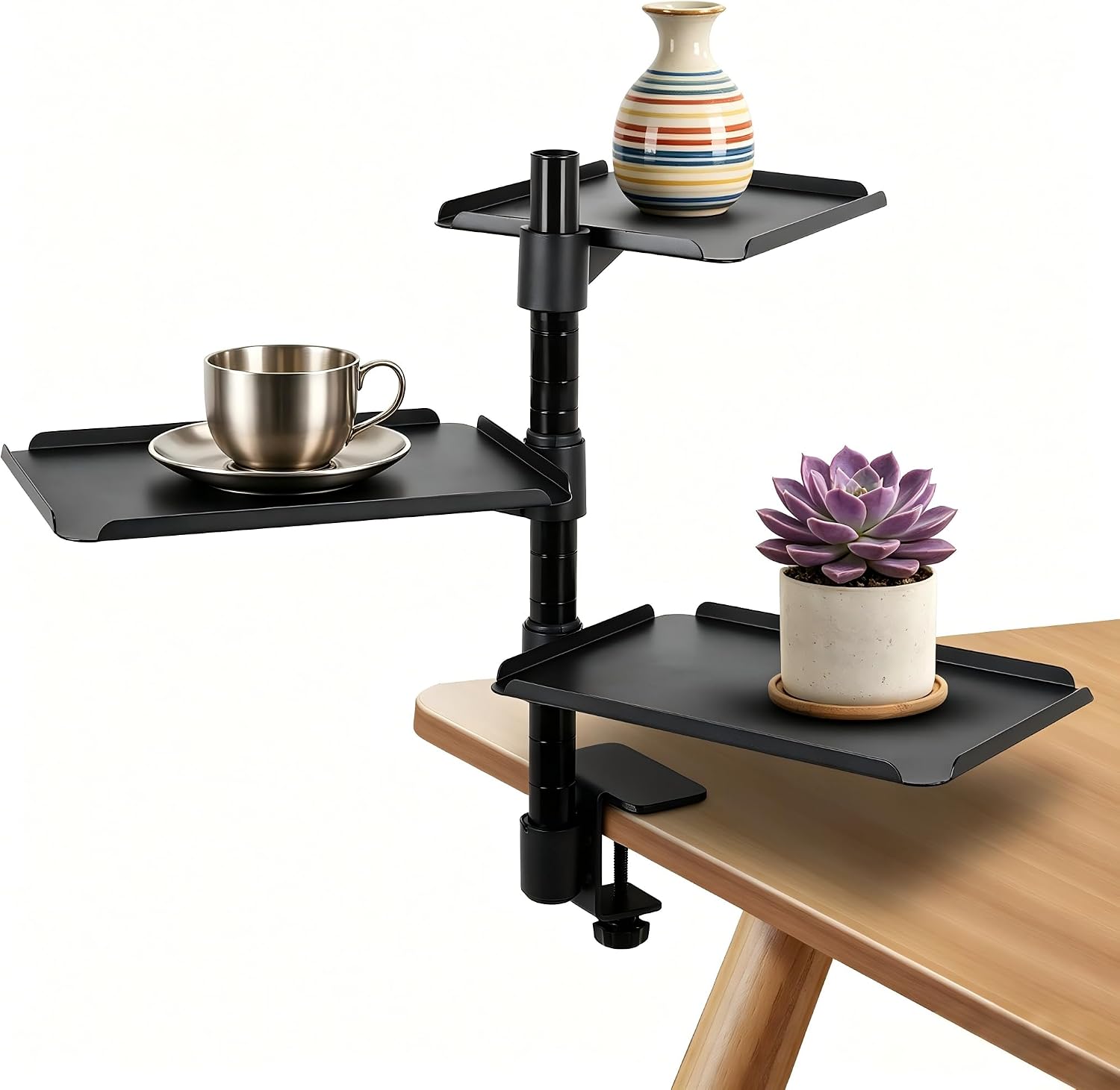 3-Tier Clamp on Desk Shelf,Desk Clamp Shelf,Ergonomics Metal Desk Extension