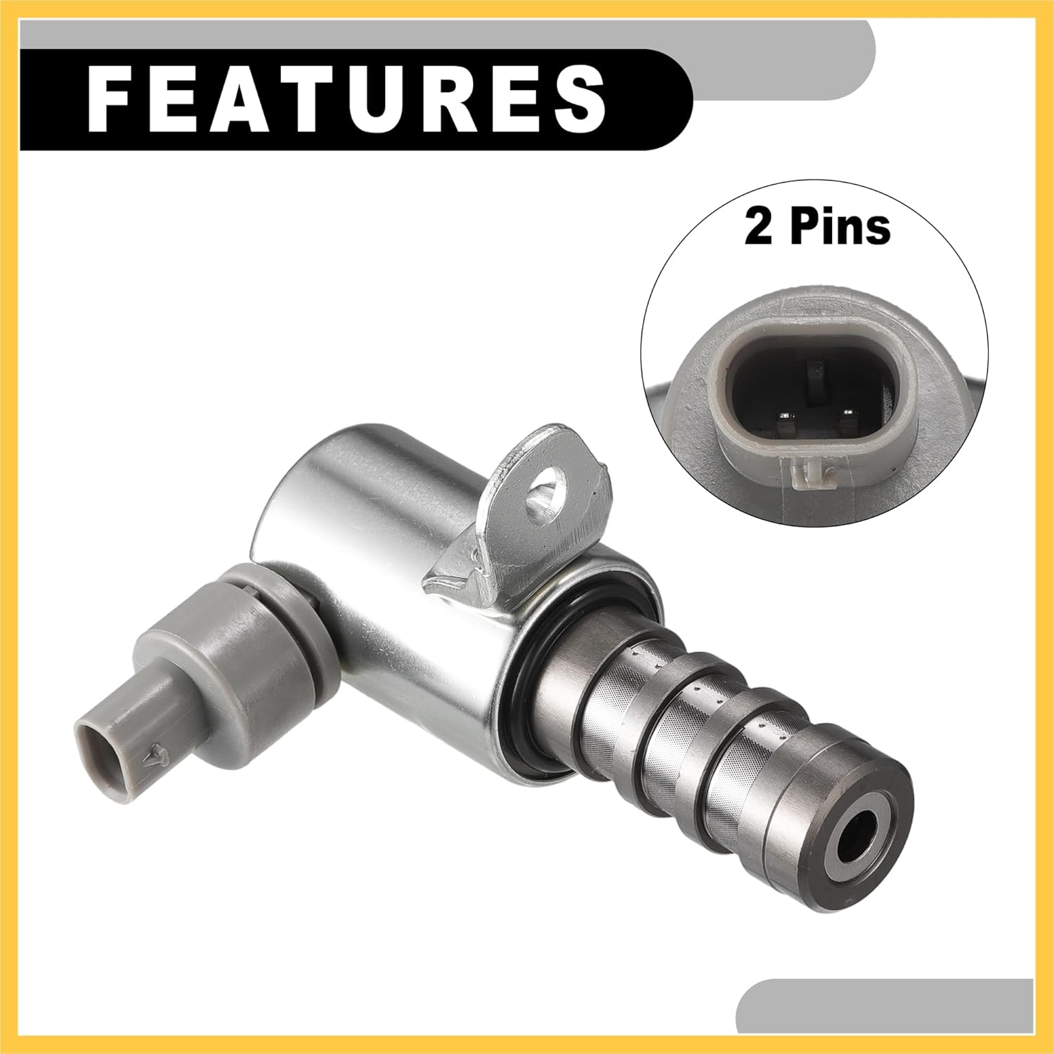 Engine Variable Valve Timing VVT Solenoid No.AT4Z6M280A - Car Engine Camshaft Oil Control Valve - for Ford F150 2011-2017 Metal Silver Tone - 2 Pcs Auto Replacement Parts