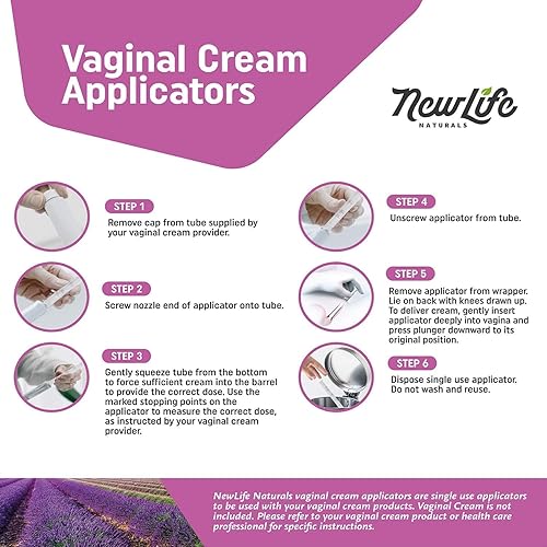 Miniatura 7 de Paquete aplicador vaginal de plástico desechable: Inyector roscado higiénico para adaptarse a lubricantes presembrados, Estrace, lubricante personal